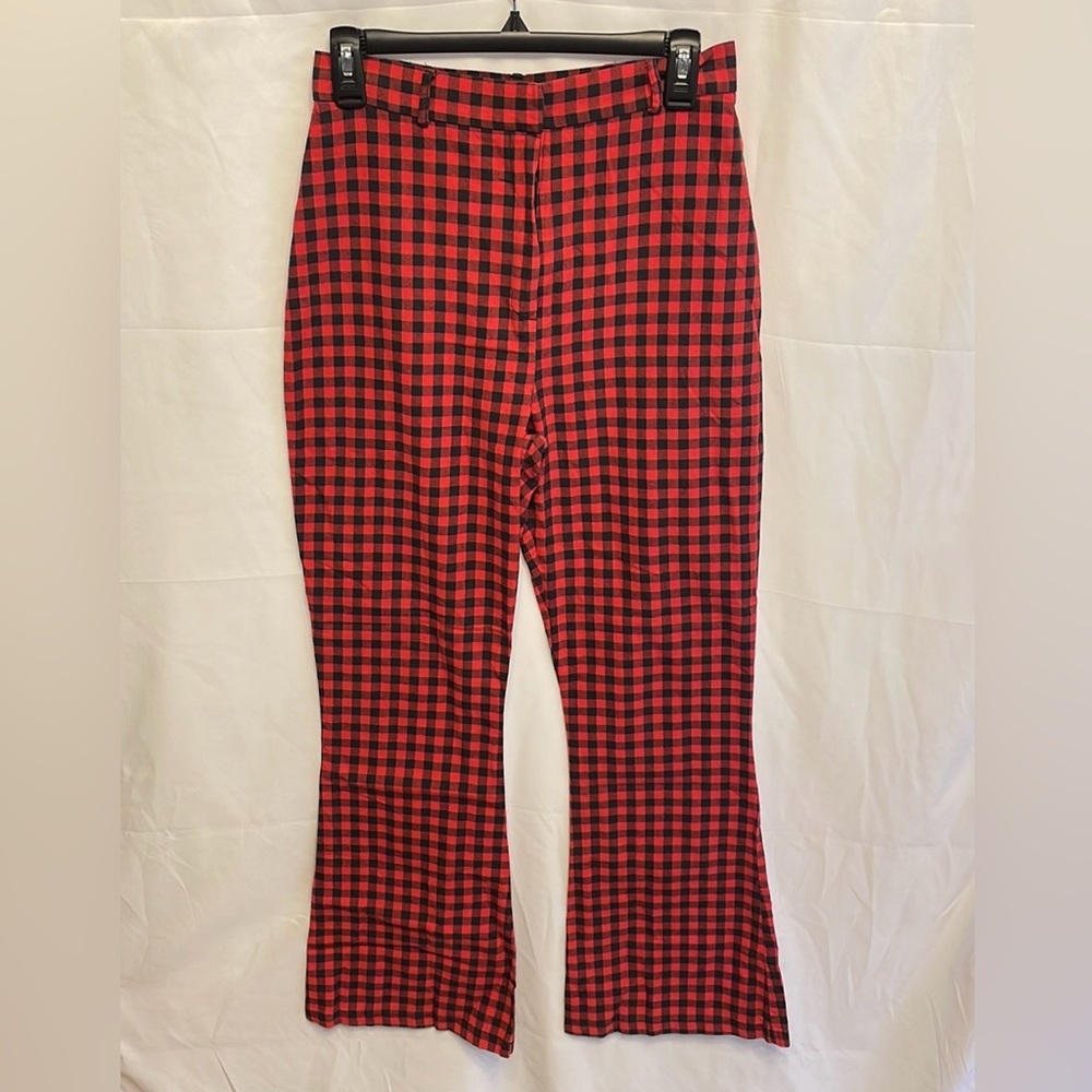 Checkered Flare Pants‎ Grunge Whimsigoth Devilcore Goth Bold Milk It Red & Black